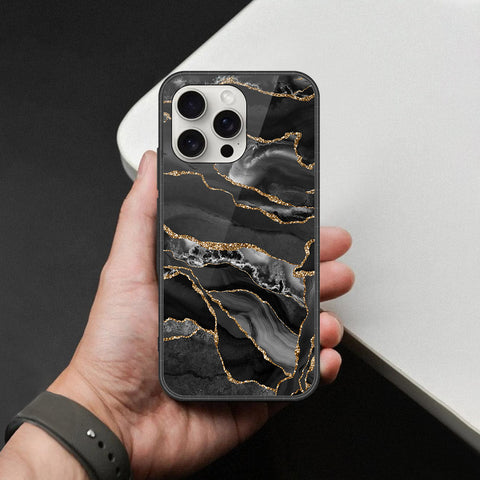 iPhone 16 Pro Max - Black Marble Series  - HQ Ultra Shine Premium Infinity Glass Soft Silicon Borders Case