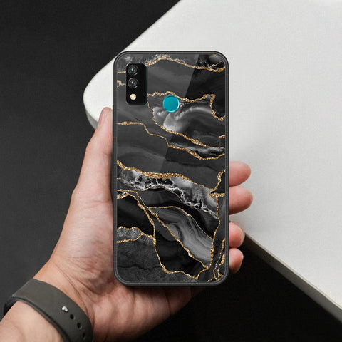 Huawei Y8s Cover - Black Marble Series  - HQ Ultra Shine Premium Infinity Glass Soft Silicon Borders Case
