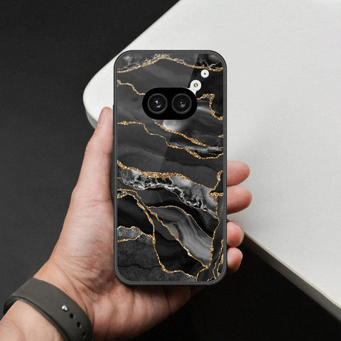 Nothing Phone 2a Cover - Black Marble Series  - HQ Ultra Shine Premium Infinity Glass Soft Silicon Borders Case