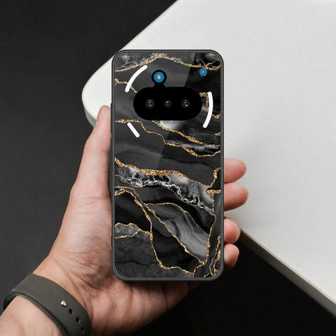 Nothing Phone 3a Cover - Black Marble Series  - HQ Ultra Shine Premium Infinity Glass Soft Silicon Borders Case