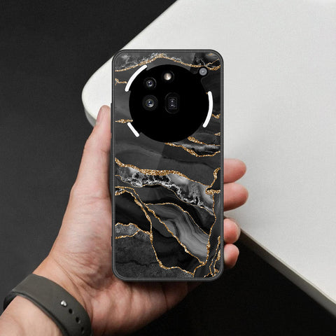 Nothing Phone 3a Pro Cover - Black Marble Series  - HQ Ultra Shine Premium Infinity Glass Soft Silicon Borders Case
