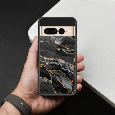 Google Pixel 7 Pro Cover - Black Marble Series  - HQ Ultra Shine Premium Infinity Glass Soft Silicon Borders Case
