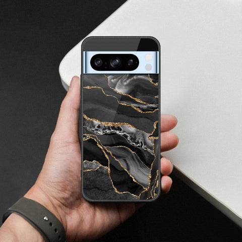 Google Pixel 8 Pro Cover - Black Marble Series  - HQ Ultra Shine Premium Infinity Glass Soft Silicon Borders Case