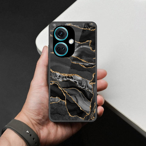 Oppo K11 Cover - Black Marble Series  - HQ Ultra Shine Premium Infinity Glass Soft Silicon Borders Case