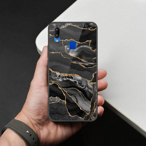 Vivo Y90 Cover - Black Marble Series  - HQ Ultra Shine Premium Infinity Glass Soft Silicon Borders Case