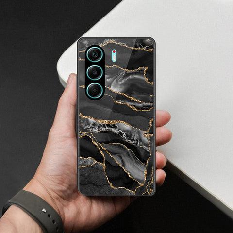 Tecno Camon 40 Pro 5G Cover - Black Marble Series  - HQ Ultra Shine Premium Infinity Glass Soft Silicon Borders Case