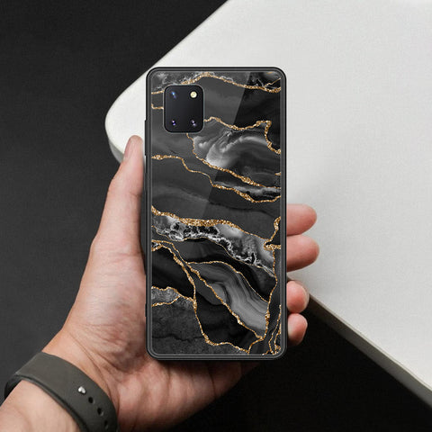 Samsung Galaxy M60S Cover - Black Marble Series  - HQ Ultra Shine Premium Infinity Glass Soft Silicon Borders Case
