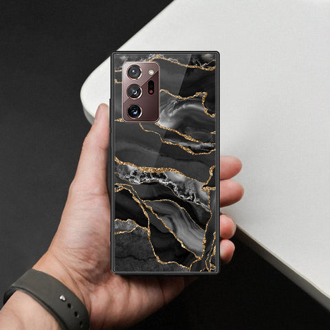 Samsung Galaxy Note 20 Ultra Cover - Black Marble Series  - HQ Ultra Shine Premium Infinity Glass Soft Silicon Borders Case