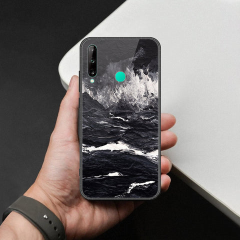Huawei Y7P Cover - Black Marble Series  - HQ Ultra Shine Premium Infinity Glass Soft Silicon Borders Case