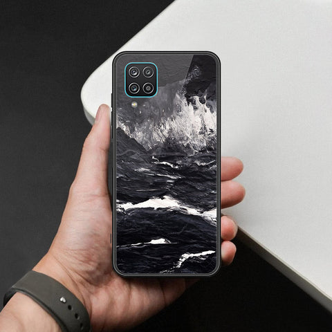 Samsung Galaxy A12 Cover - Black Marble Series  - HQ Ultra Shine Premium Infinity Glass Soft Silicon Borders Case