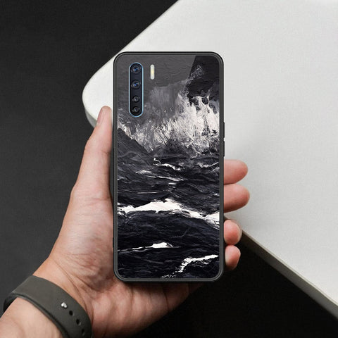 Oppo A91 Cover - Black Marble Series  - HQ Ultra Shine Premium Infinity Glass Soft Silicon Borders Case