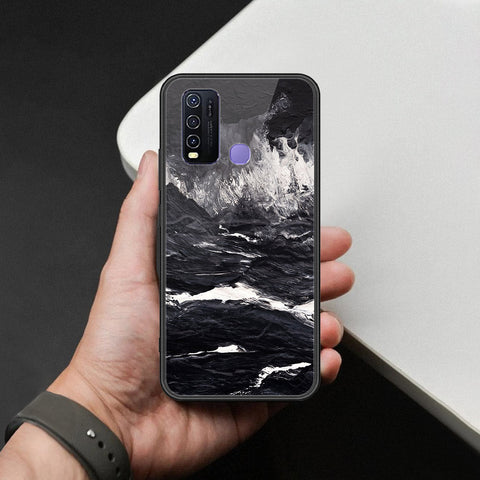 Vivo Y30 Cover - Black Marble Series  - HQ Ultra Shine Premium Infinity Glass Soft Silicon Borders Case