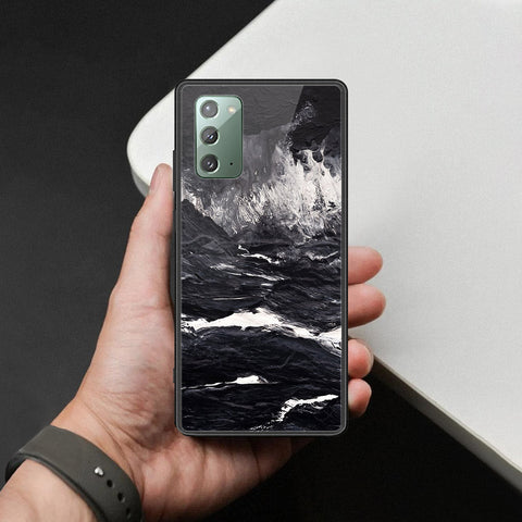 Samsung Galaxy Note 20 Cover - Black Marble Series  - HQ Ultra Shine Premium Infinity Glass Soft Silicon Borders Case