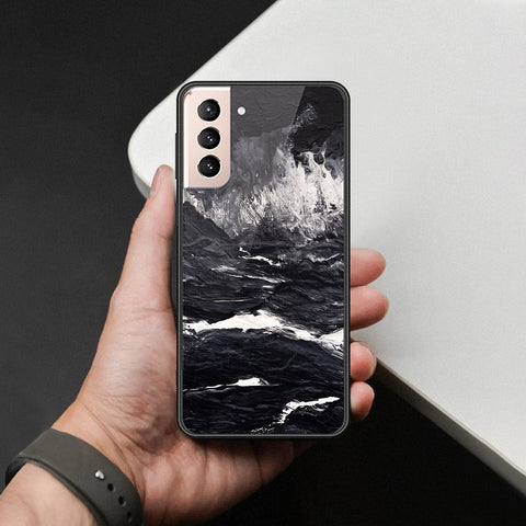 Samsung Galaxy S21 5G Cover - Black Marble Series  - HQ Ultra Shine Premium Infinity Glass Soft Silicon Borders Case