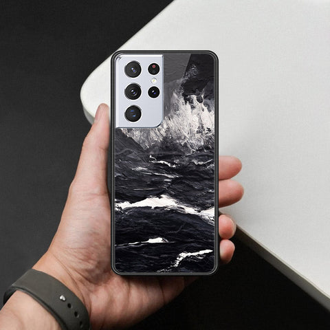 Samsung Galaxy S21 Ultra 5G Cover - Black Marble Series  - HQ Ultra Shine Premium Infinity Glass Soft Silicon Borders Case