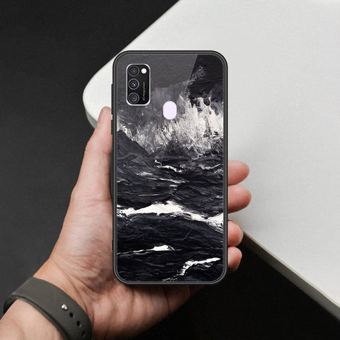 Samsung Galaxy M30s Cover - Black Marble Series  - HQ Ultra Shine Premium Infinity Glass Soft Silicon Borders Case