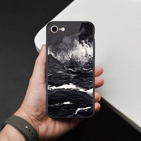 iPhone 8 / 7 - Black Marble Series  - HQ Ultra Shine Premium Infinity Glass Soft Silicon Borders Case