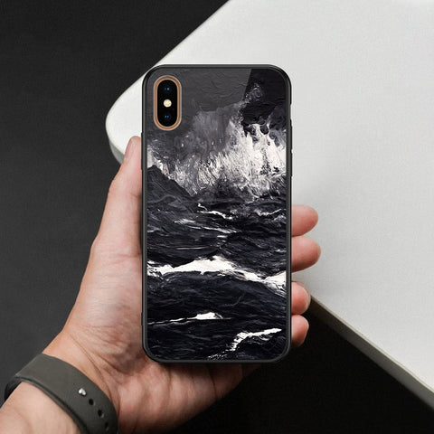 iPhone XS Max - Black Marble Series  - HQ Ultra Shine Premium Infinity Glass Soft Silicon Borders Case