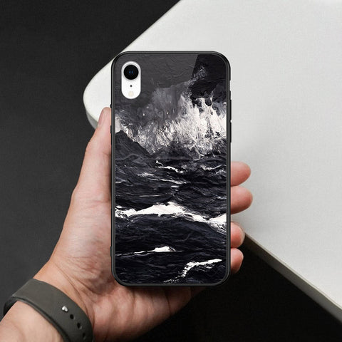 iPhone XR - Black Marble Series  - HQ Ultra Shine Premium Infinity Glass Soft Silicon Borders Case