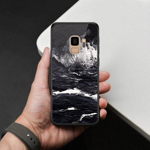 Samsung Galaxy S9 Cover - Black Marble Series  - HQ Ultra Shine Premium Infinity Glass Soft Silicon Borders Case