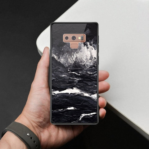Samsung Galaxy Note 9 Cover - Black Marble Series  - HQ Ultra Shine Premium Infinity Glass Soft Silicon Borders Case