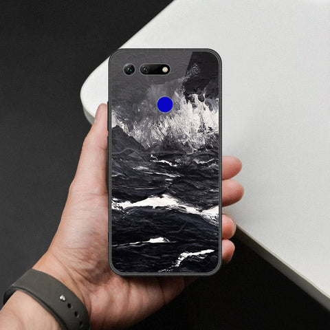 Huawei Honor View 20 Cover - Black Marble Series  - HQ Ultra Shine Premium Infinity Glass Soft Silicon Borders Case