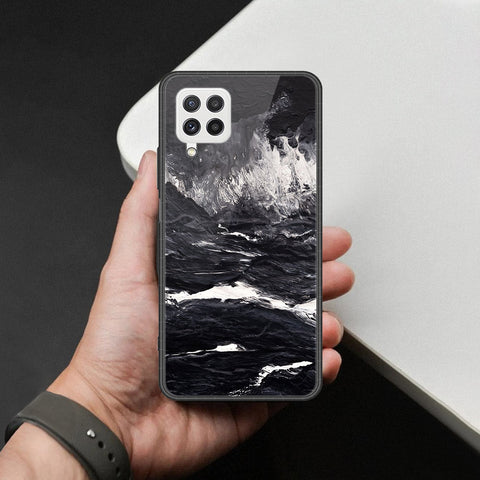Samsung Galaxy A22 Cover - Black Marble Series  - HQ Ultra Shine Premium Infinity Glass Soft Silicon Borders Case