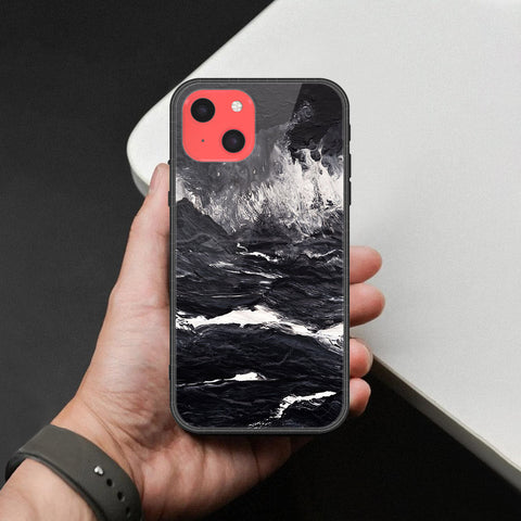 iPhone 13 Mini Cover - Black Marble Series  - HQ Ultra Shine Premium Infinity Glass Soft Silicon Borders Case