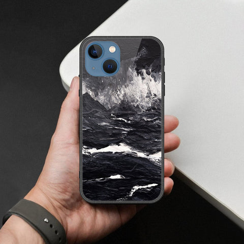 iPhone 13 Cover - Black Marble Series  - HQ Ultra Shine Premium Infinity Glass Soft Silicon Borders Case