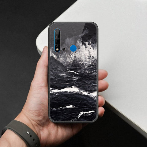 Huawei P20 Lite 2019 Cover - Black Marble Series  - HQ Ultra Shine Premium Infinity Glass Soft Silicon Borders Case
