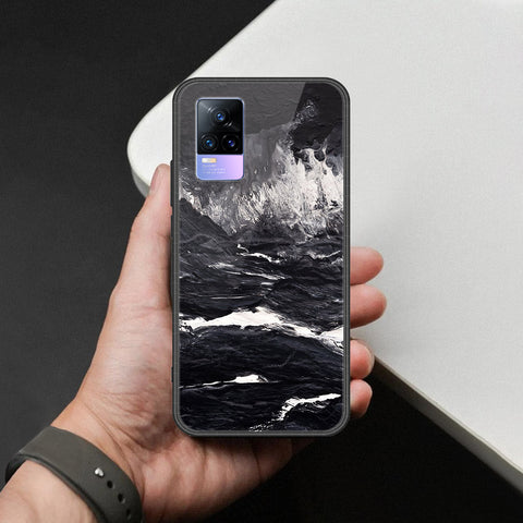 Vivo V21e Cover - Black Marble Series  - HQ Ultra Shine Premium Infinity Glass Soft Silicon Borders Case