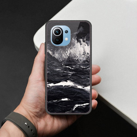 Xiaomi Mi 11 Cover - Black Marble Series  - HQ Ultra Shine Premium Infinity Glass Soft Silicon Borders Case