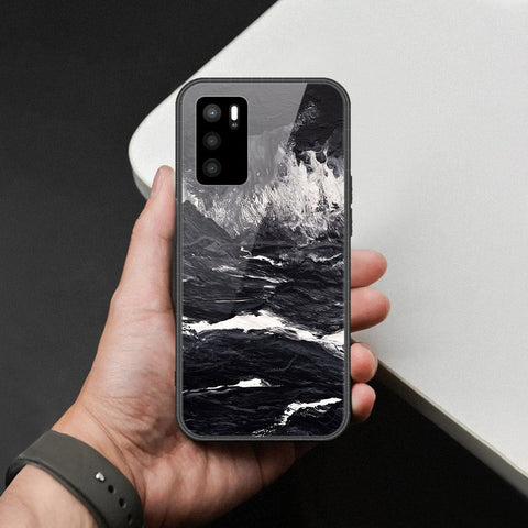 Oppo A16 Cover - Black Marble Series  - HQ Ultra Shine Premium Infinity Glass Soft Silicon Borders Case