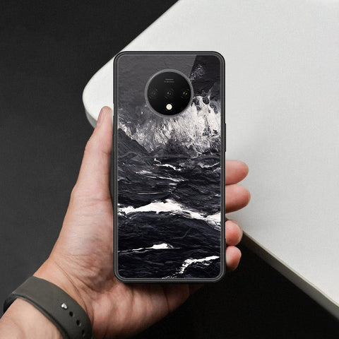 OnePlus 7T Cover - Black Marble Series  - HQ Ultra Shine Premium Infinity Glass Soft Silicon Borders Case