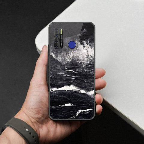 Infinix Hot 7 Lite Cover - Black Marble Series  - HQ Ultra Shine Premium Infinity Glass Soft Silicon Borders Case