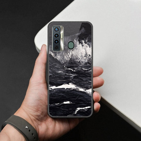 Tecno Camon 17 Cover - Black Marble Series  - HQ Ultra Shine Premium Infinity Glass Soft Silicon Borders Case