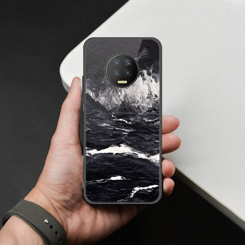 Infinix Note 7 Cover - Black Marble Series  - HQ Ultra Shine Premium Infinity Glass Soft Silicon Borders Case (Fast Delivery)