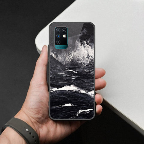 Infinix Note 10 Cover - Black Marble Series  - HQ Ultra Shine Premium Infinity Glass Soft Silicon Borders Case