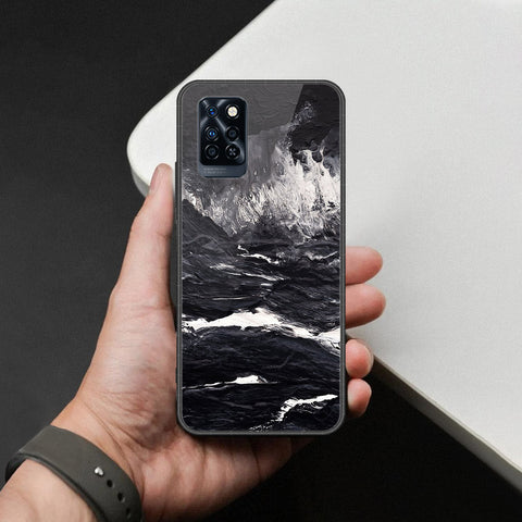 Infinix Note 10 Pro Cover - Black Marble Series  - HQ Ultra Shine Premium Infinity Glass Soft Silicon Borders Case