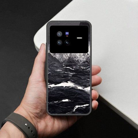 Vivo X80 Cover - Black Marble Series  - HQ Ultra Shine Premium Infinity Glass Soft Silicon Borders Case