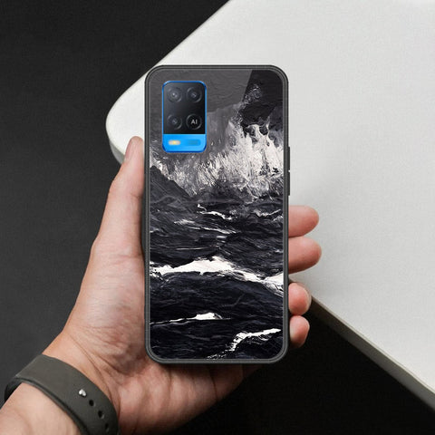 Oppo A54 4G Cover - Black Marble Series  - HQ Ultra Shine Premium Infinity Glass Soft Silicon Borders Case