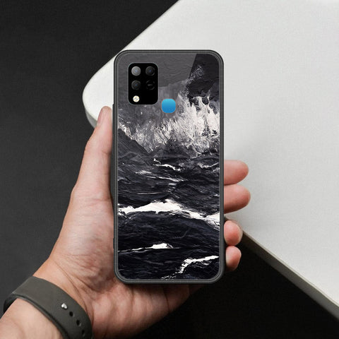 Infinix Hot 10s Cover - Black Marble Series  - HQ Ultra Shine Premium Infinity Glass Soft Silicon Borders Case