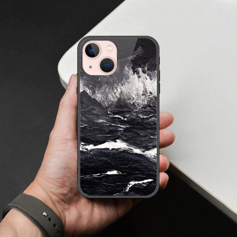 iPhone 14 - Black Marble Series  - HQ Ultra Shine Premium Infinity Glass Soft Silicon Borders Case