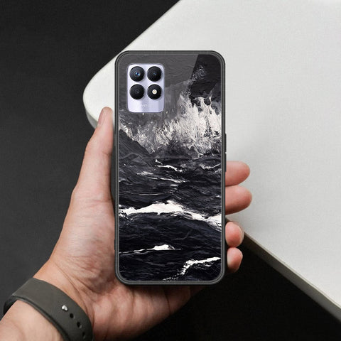 Realme 8i Cover - Black Marble Series  - HQ Ultra Shine Premium Infinity Glass Soft Silicon Borders Case