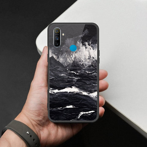 Realme C3 Cover - Black Marble Series  - HQ Ultra Shine Premium Infinity Glass Soft Silicon Borders Case