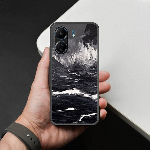 Xiaomi Redmi 13C Cover - Black Marble Series  - HQ Ultra Shine Premium Infinity Glass Soft Silicon Borders Case