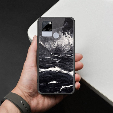 Realme C12 Cover - Black Marble Series  - HQ Ultra Shine Premium Infinity Glass Soft Silicon Borders Case