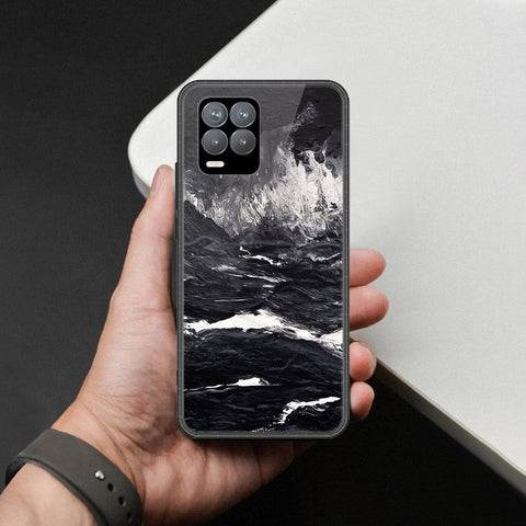 Realme 8 Cover - Black Marble Series  - HQ Ultra Shine Premium Infinity Glass Soft Silicon Borders Case