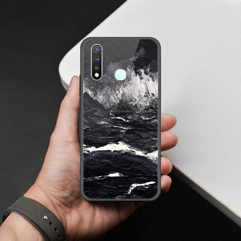 Vivo Y19 Cover - Black Marble Series  - HQ Ultra Shine Premium Infinity Glass Soft Silicon Borders Case