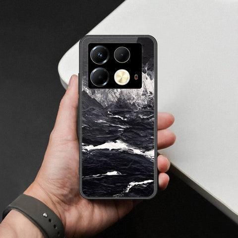 Infinix Note 40S Cover - Black Marble Series  - HQ Ultra Shine Premium Infinity Glass Soft Silicon Borders Case